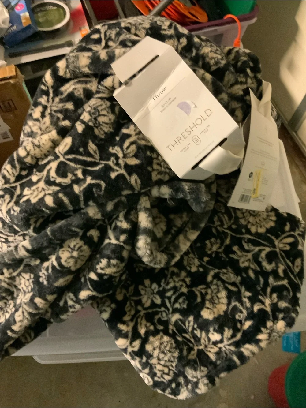 Target Threshold Plush Throw Blanket in Black and Cream